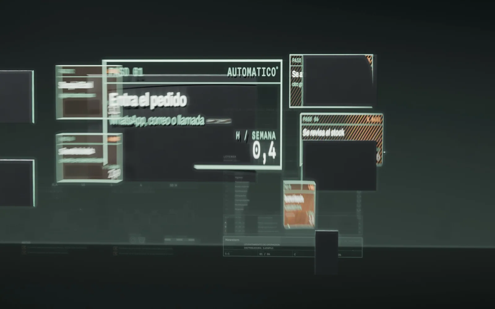 Las capas del sistema separadas, en vista de montaje